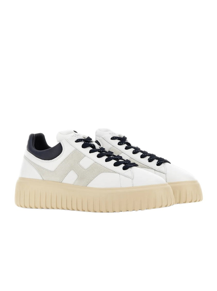 Hogan White Leather Sneakers With Suede 'H' Detail