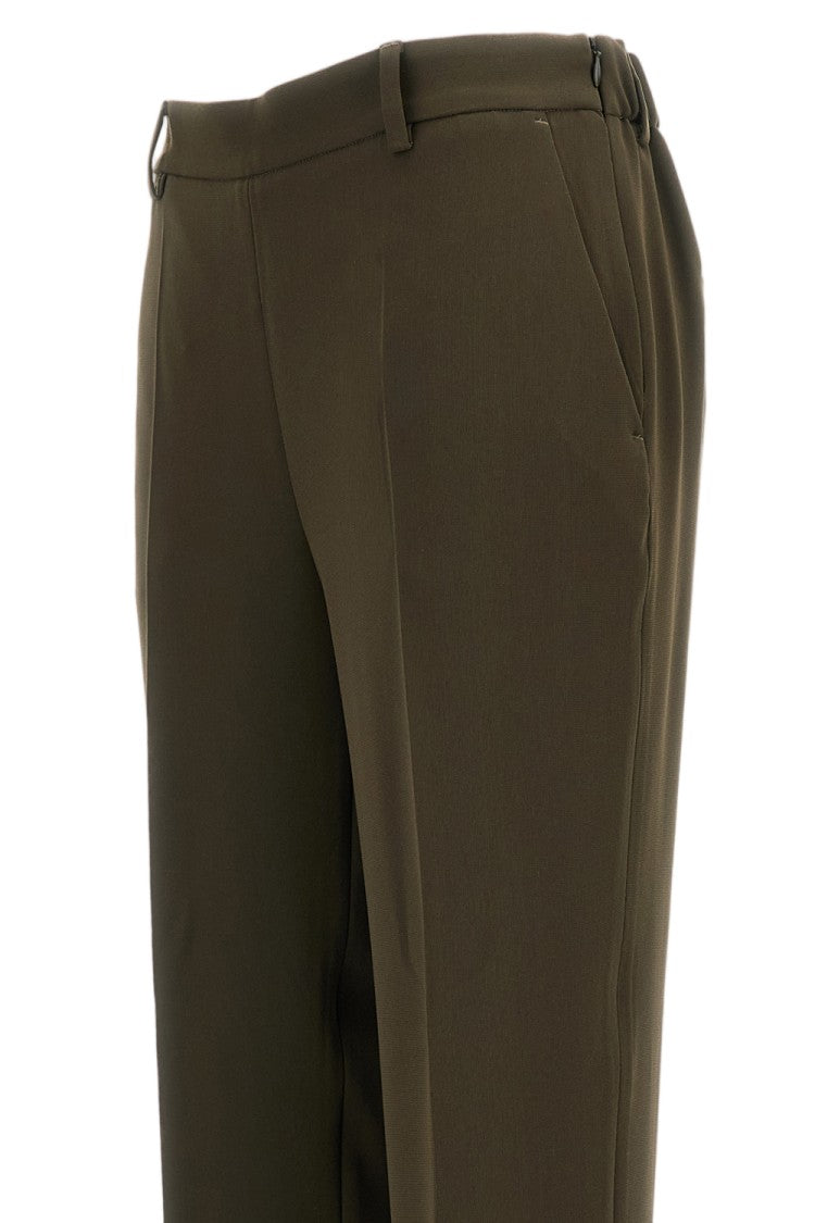 Alberto Biani Green Straight-Leg Pressed Crease Cropped Pants