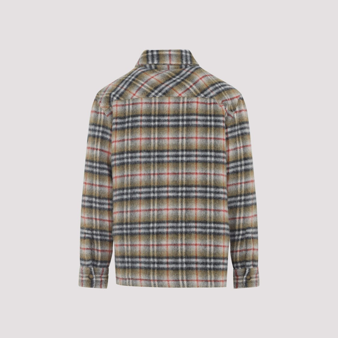 Burberry Plaid Wool Jacket With Structured Collar