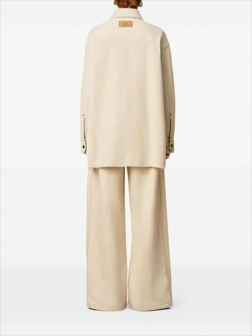 Ami Corduroy Velvet Oversized Shirt With Side Slits