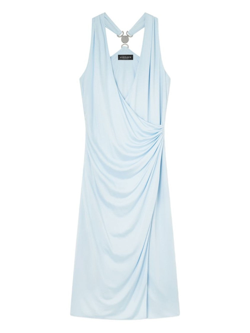Versace Silk And Nylon Sleeveless Midi Dress