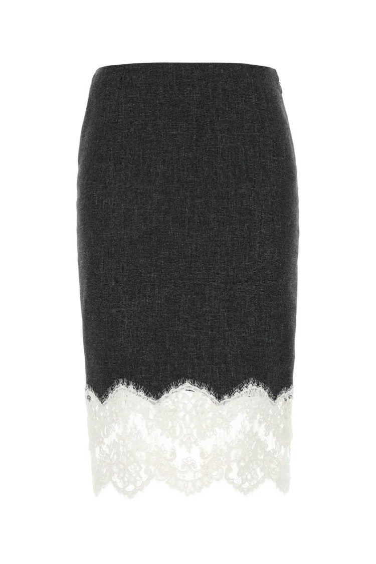 Blumarine Charcoal Stretch Viscose Blend Skirt