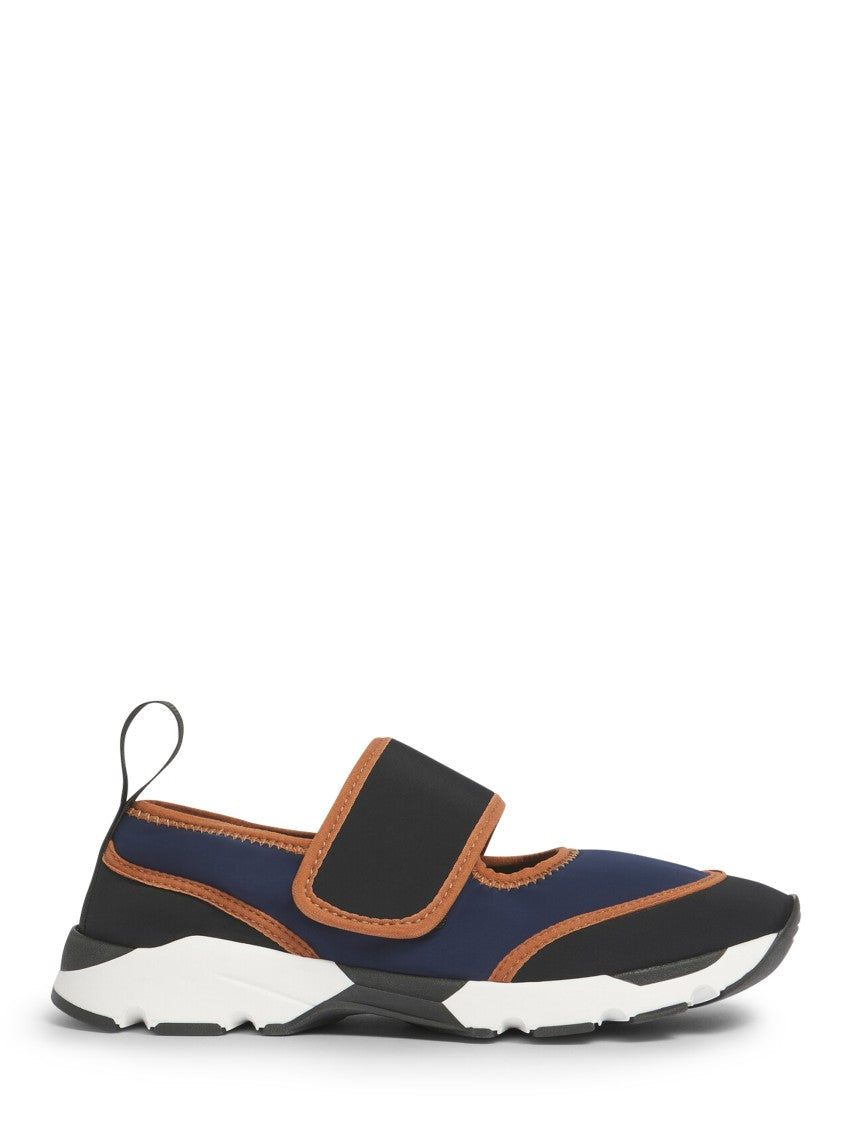 Marni Navy Low-Profile Sneakers With Leather Trims