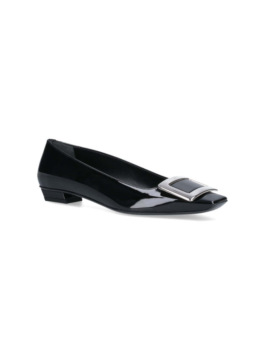 Roger Vivier Black Belle Vivier Patent Leather Flats