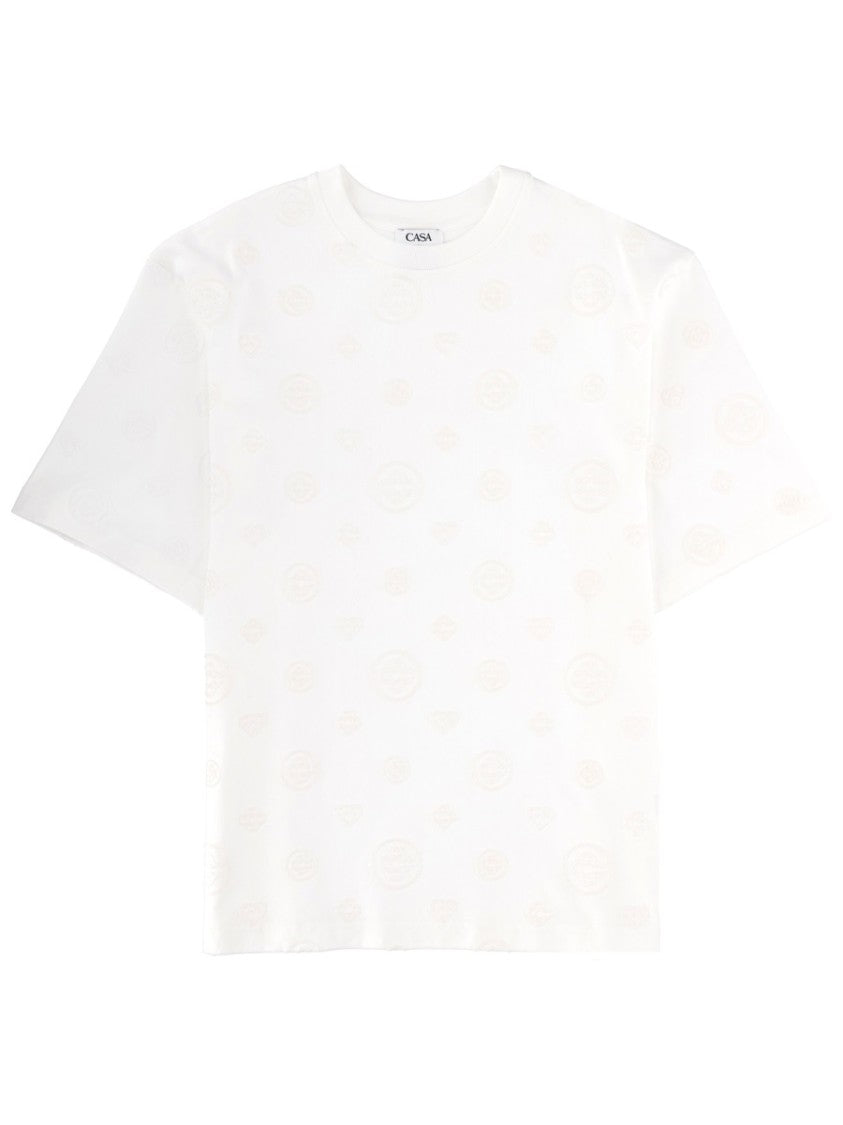 Casablanca White Monogram Embossing Organic Cotton Oversized T-Shirt