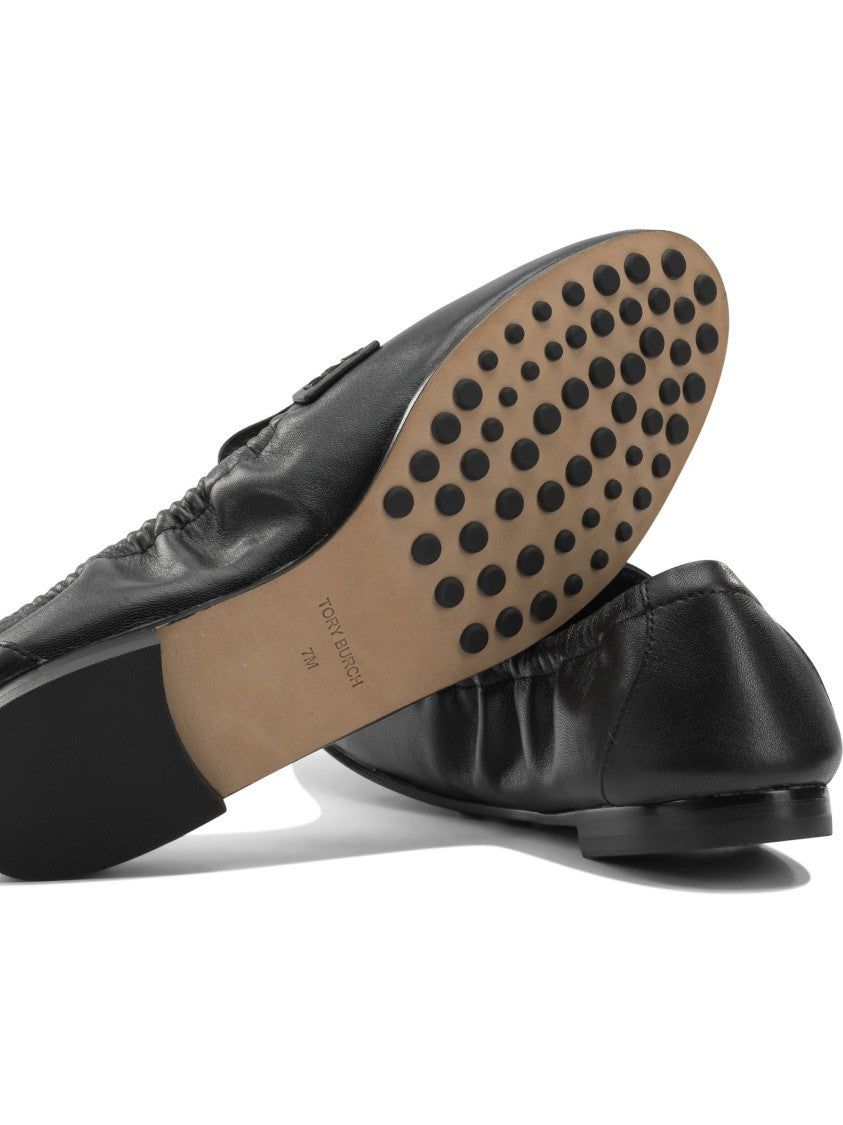 Tory Burch Leather Loafers With Metallic Logo Detail