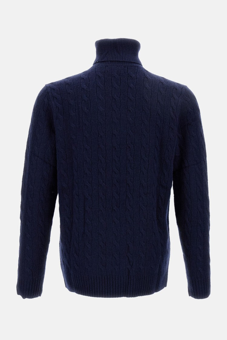 Polo Ralph Lauren Cable Knit Turtleneck Sweater With Embroidered Logo