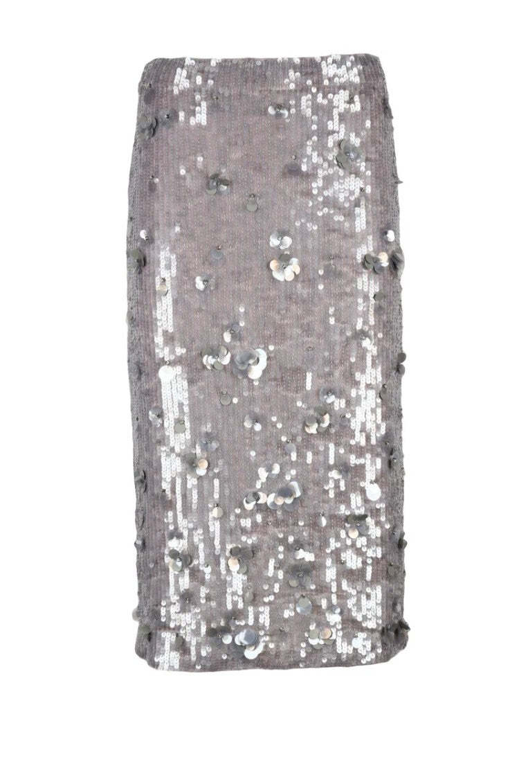 P.A.R.O.S.H. Purple Sequin Midi Skirt - Purple
