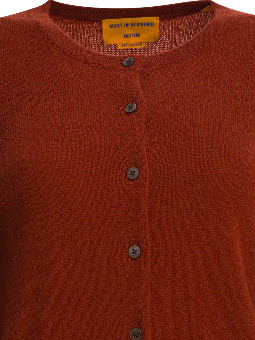 Guest In Residence Brown Cashmere Cardigan With Classic Silhouette