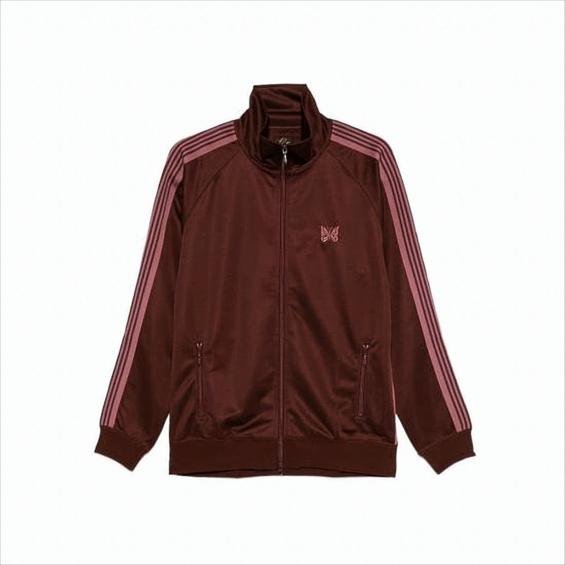 Needles Sporty Brown Track Jacket With Pink Stripes