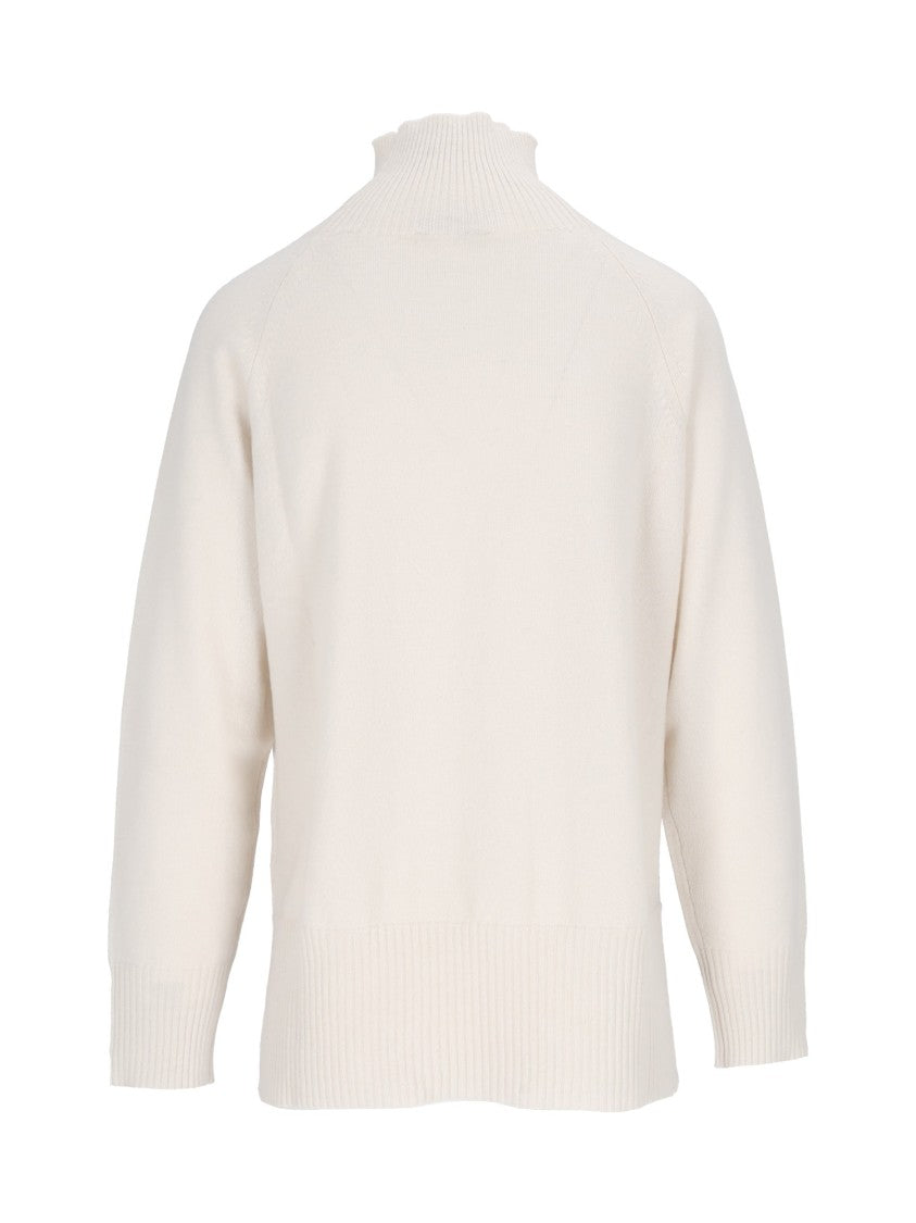 Kangra Cashmere Raglan Turtleneck Sweater With Side Slits
