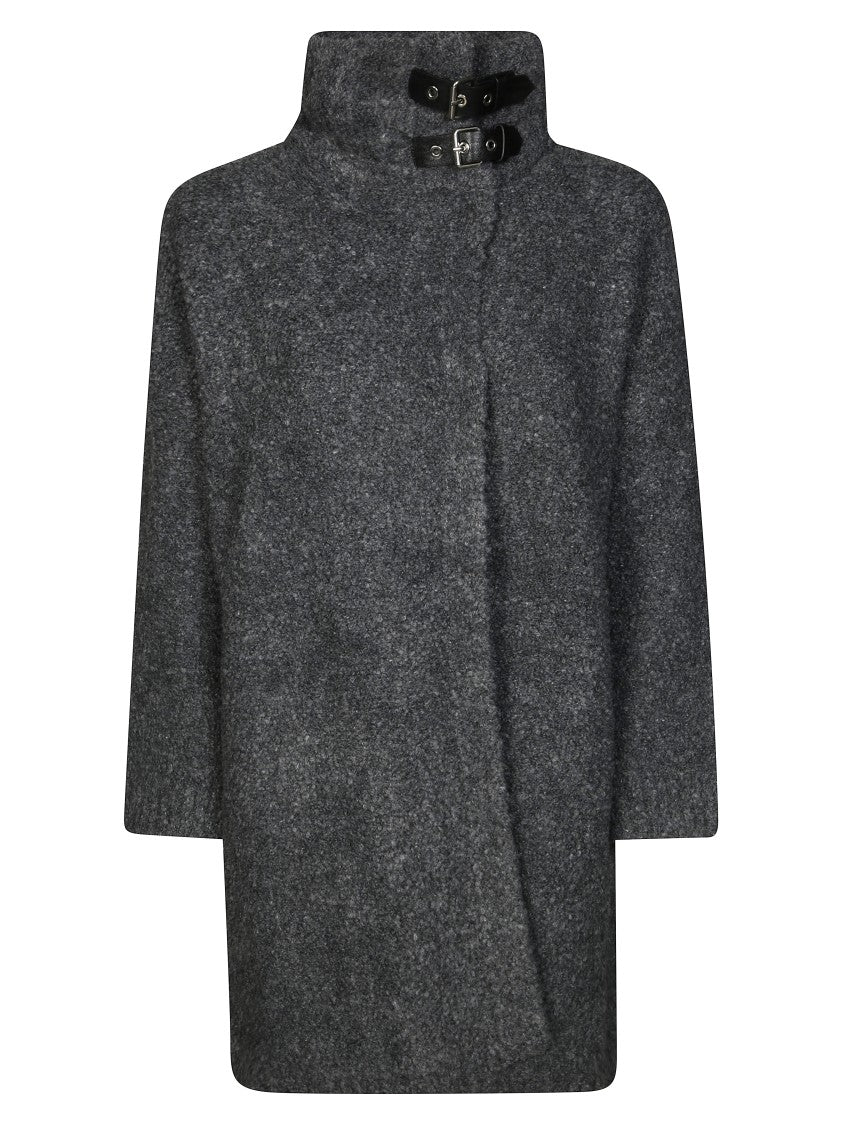 Liu Jo Textured Boucle Knit Coat With Classic Collar