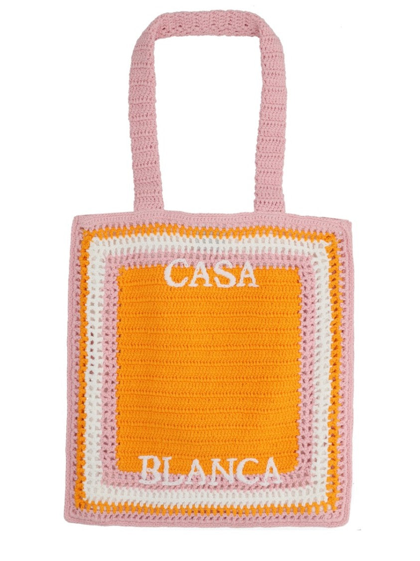 Casablanca Orange Casablanca Stripe Crochet Cotton Tote Bag