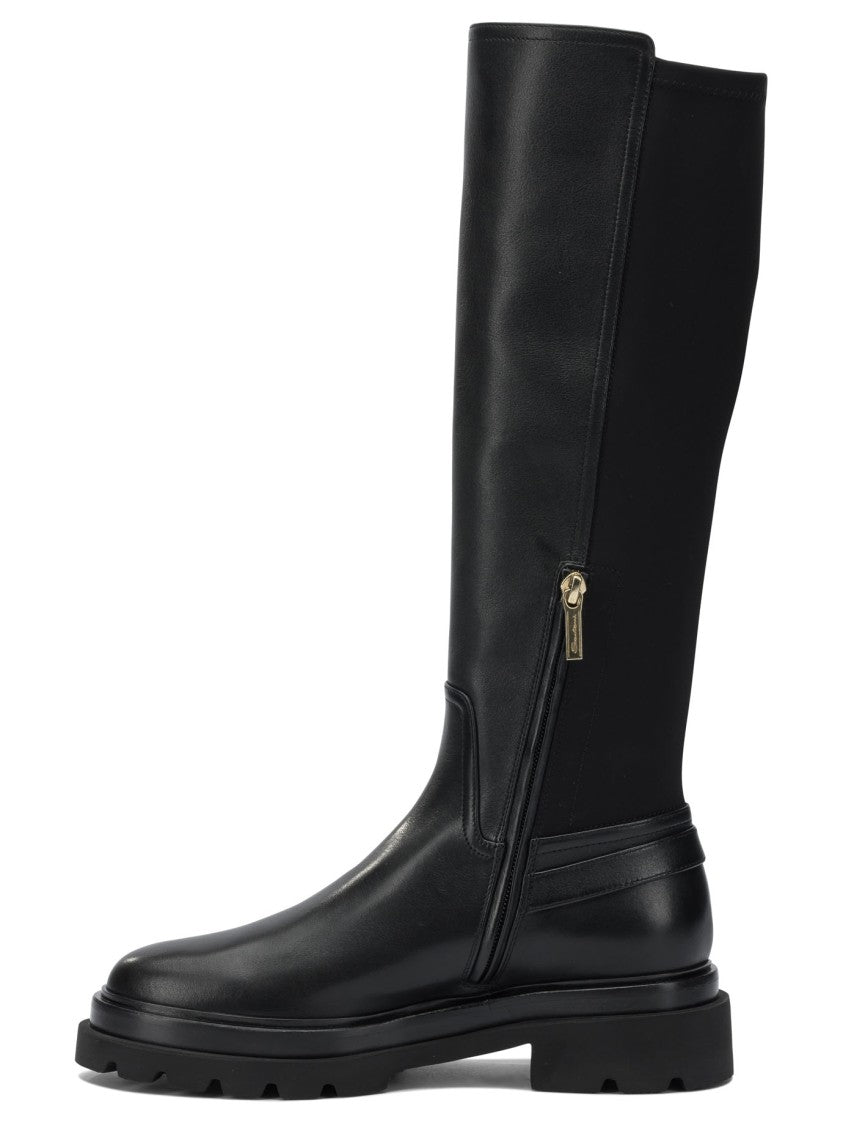 Santoni Leather Knee-High Boots