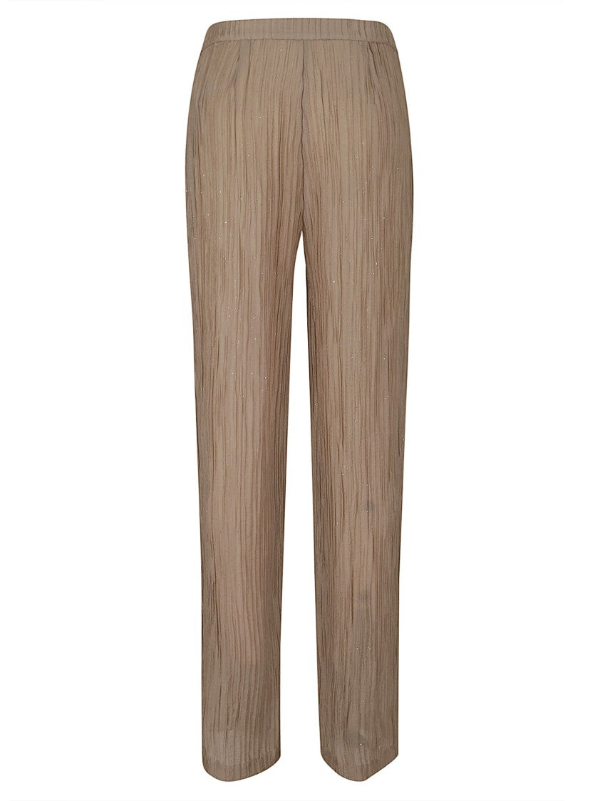 Emporio Armani Pleated Crepon Trousers With Metallic Lurex Finish