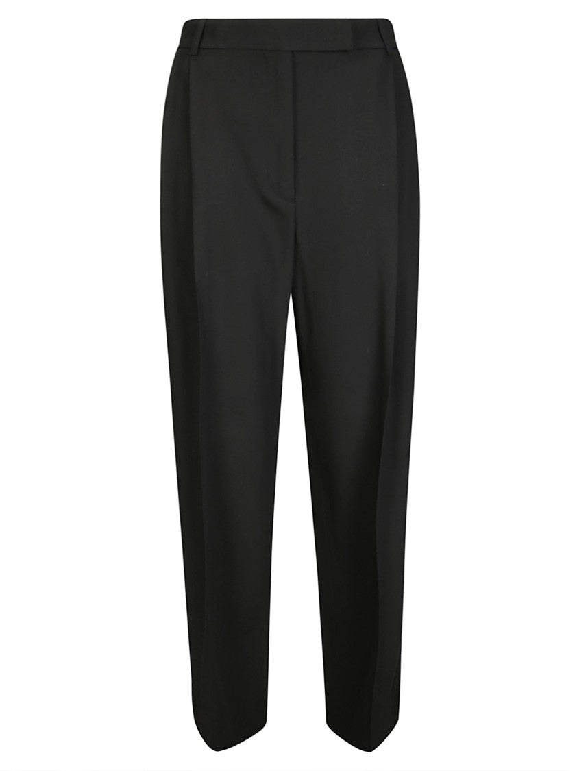 Róhe Comfortable Fit Black Trousers With Pleats