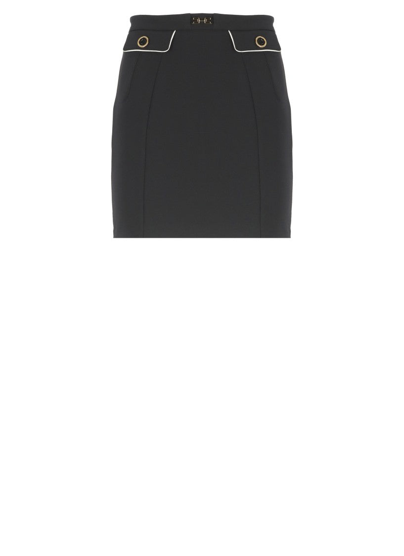 Elisabetta Franchi Black Crepe Skirt
