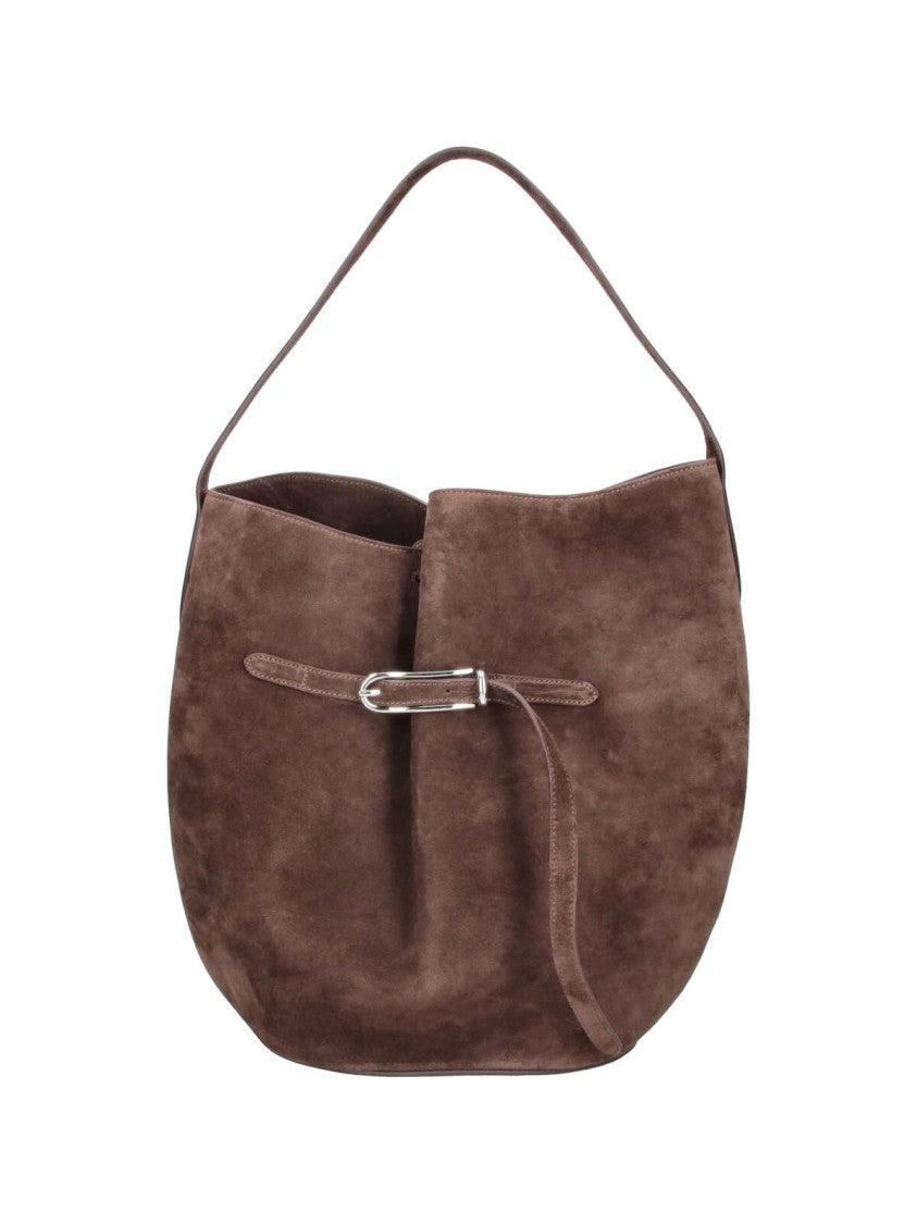 Liffner Suede Shoulder Bag With Front Strap