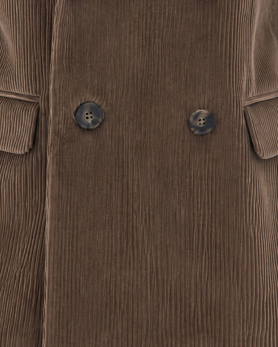 Max Mara Marrone Chiaro Katanga Double-Breasted Corduroy Blazer