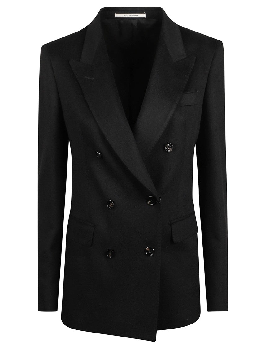 Tagliatore Double-Breasted Cashmere Blazer With Notch Lapel