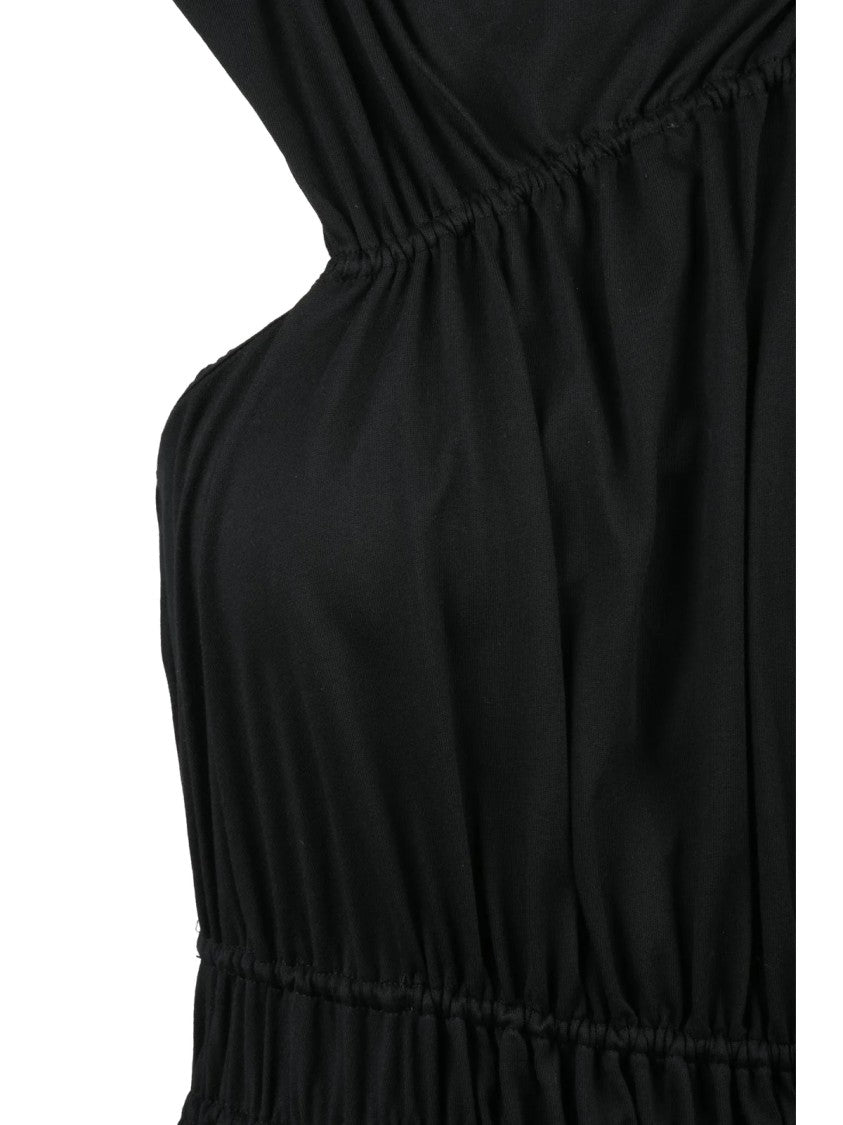 Alexander Mcqueen Black Asymmetric Cotton Dress