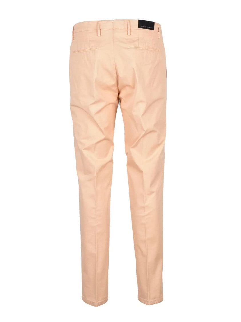 Michele Carbone Classic Cotton Stretch Trousers With Tapered Leg Design