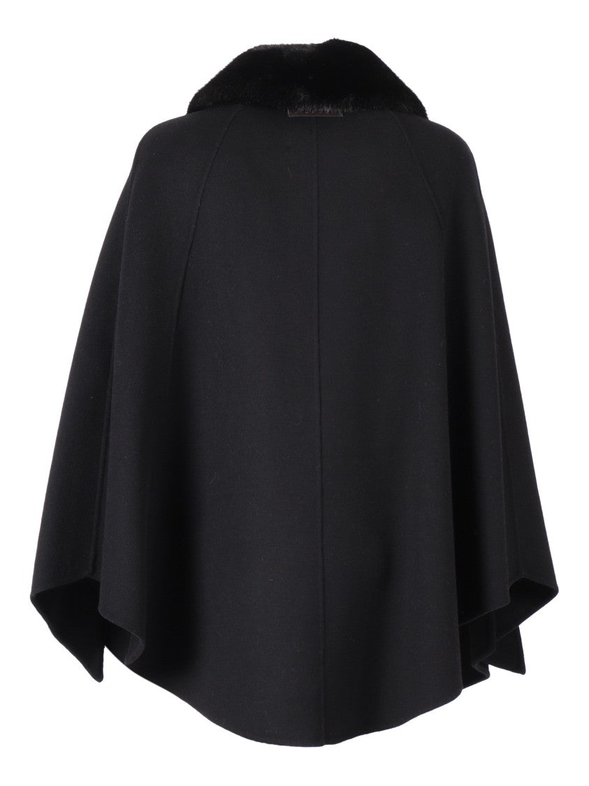 Ermanno Scervino Wool Blend Cape With Clean Lines