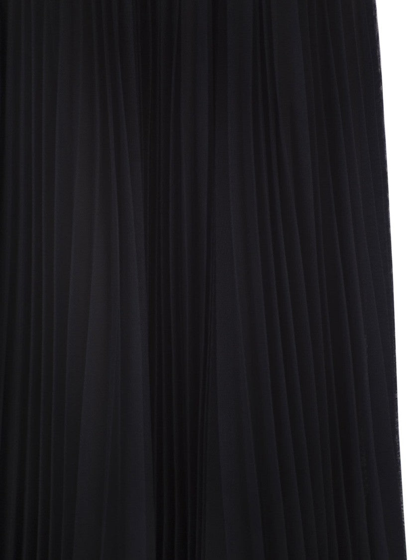 Fabiana Filippi Wide Pleated Tulle Skirt With Knitted Belt