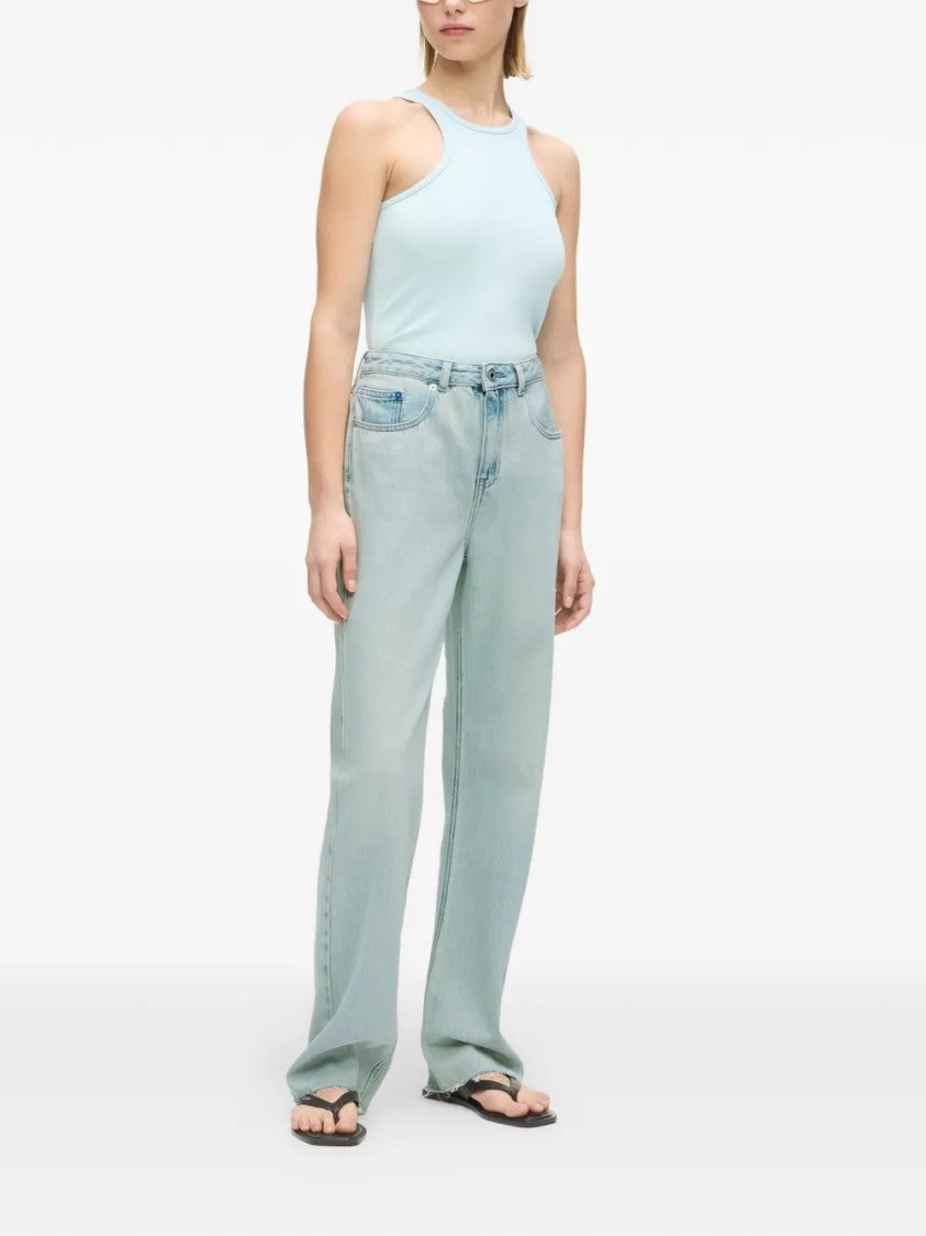 Karl Lagerfeld Light Blue Wide-Leg Jeans With Classic Five-Pocket Design
