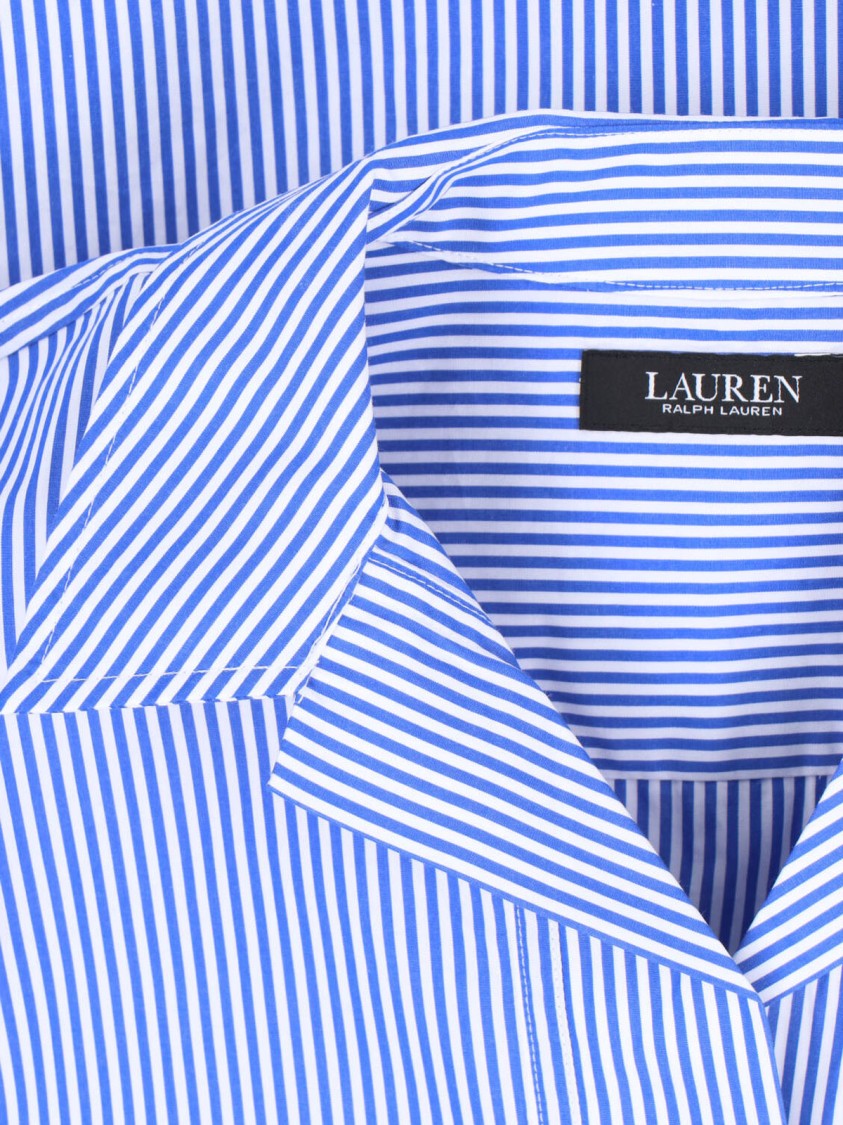 Polo Ralph Lauren Asymmetric Collar Blue Stripe Cotton Shirt