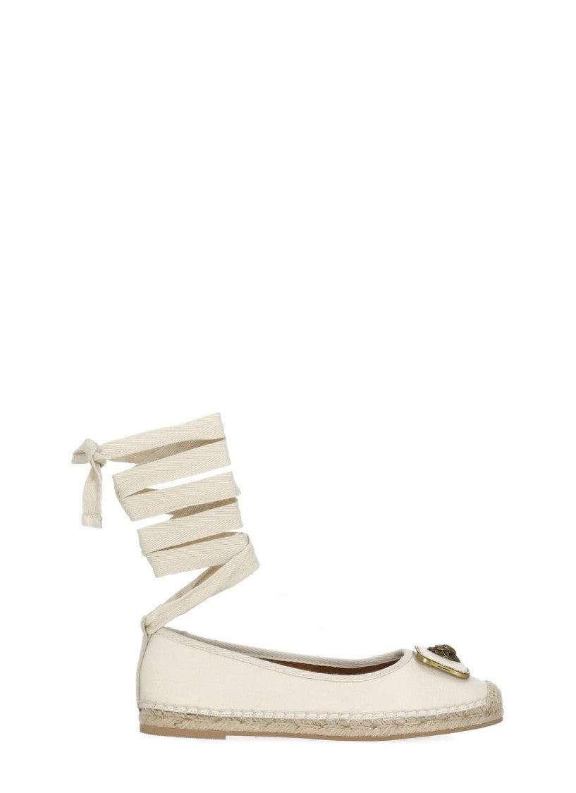 Kurt Geiger Ivory Pimlico Tie Leather Flats