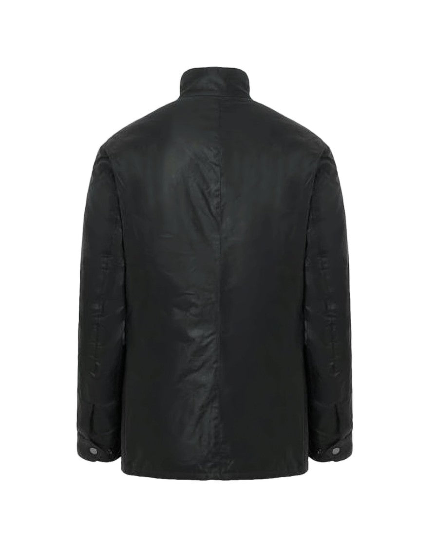 Barbour Structured Black Barbour Jacket With Snap Closures