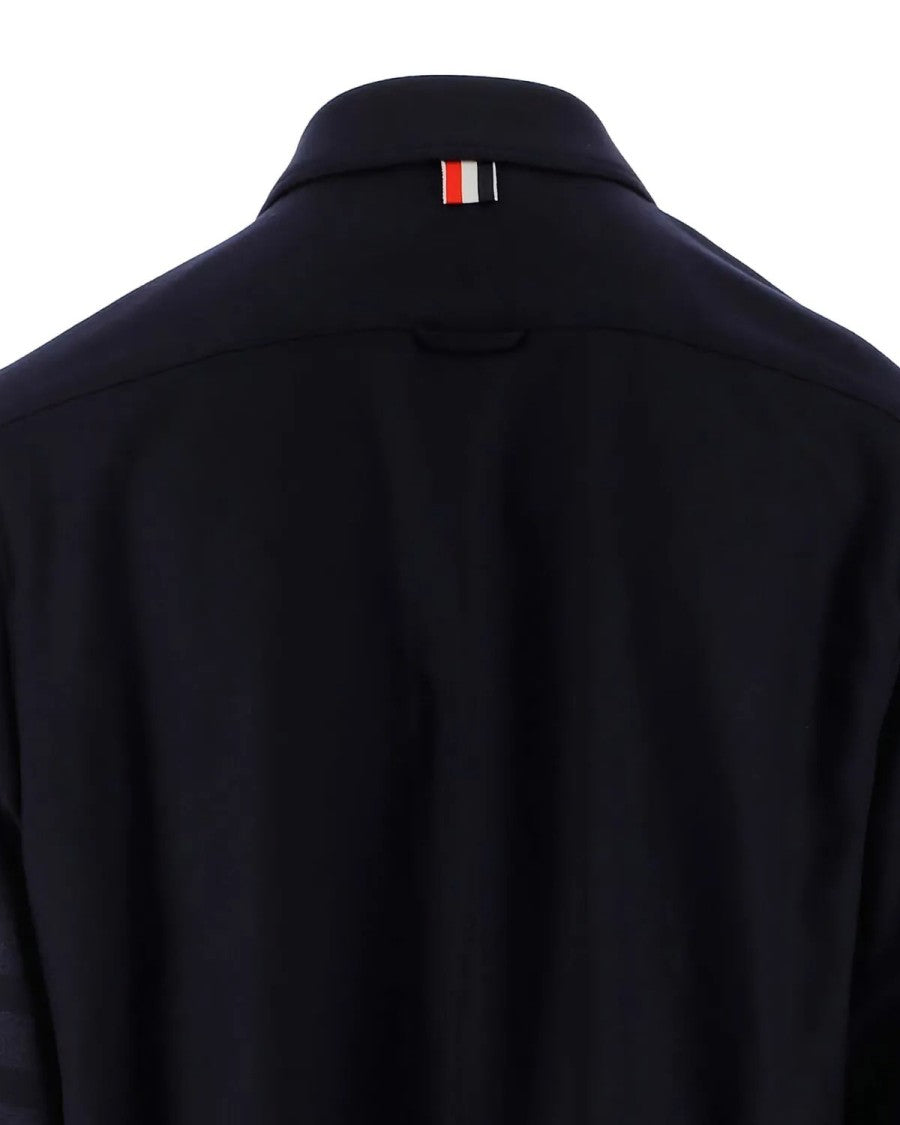 Thom Browne Long Sleeve Button-Up Shirt With Cashmere-Wool Blend