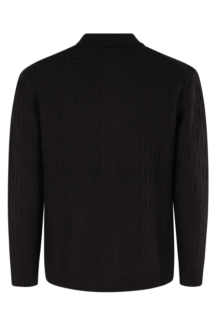 Paolo Pecora Textured Knit Cardigan With Classic Collar