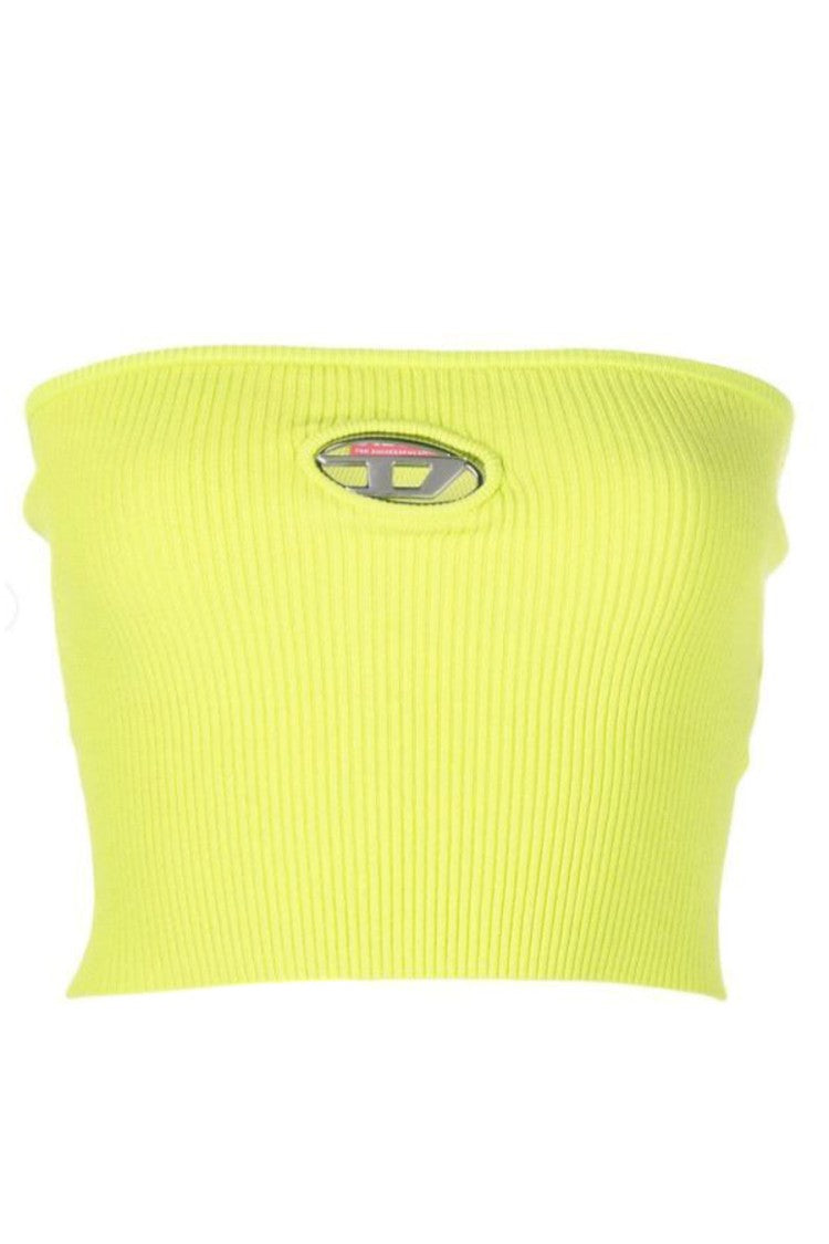 Diesel Ribbed Strapless Top With Iconic Logo Detail