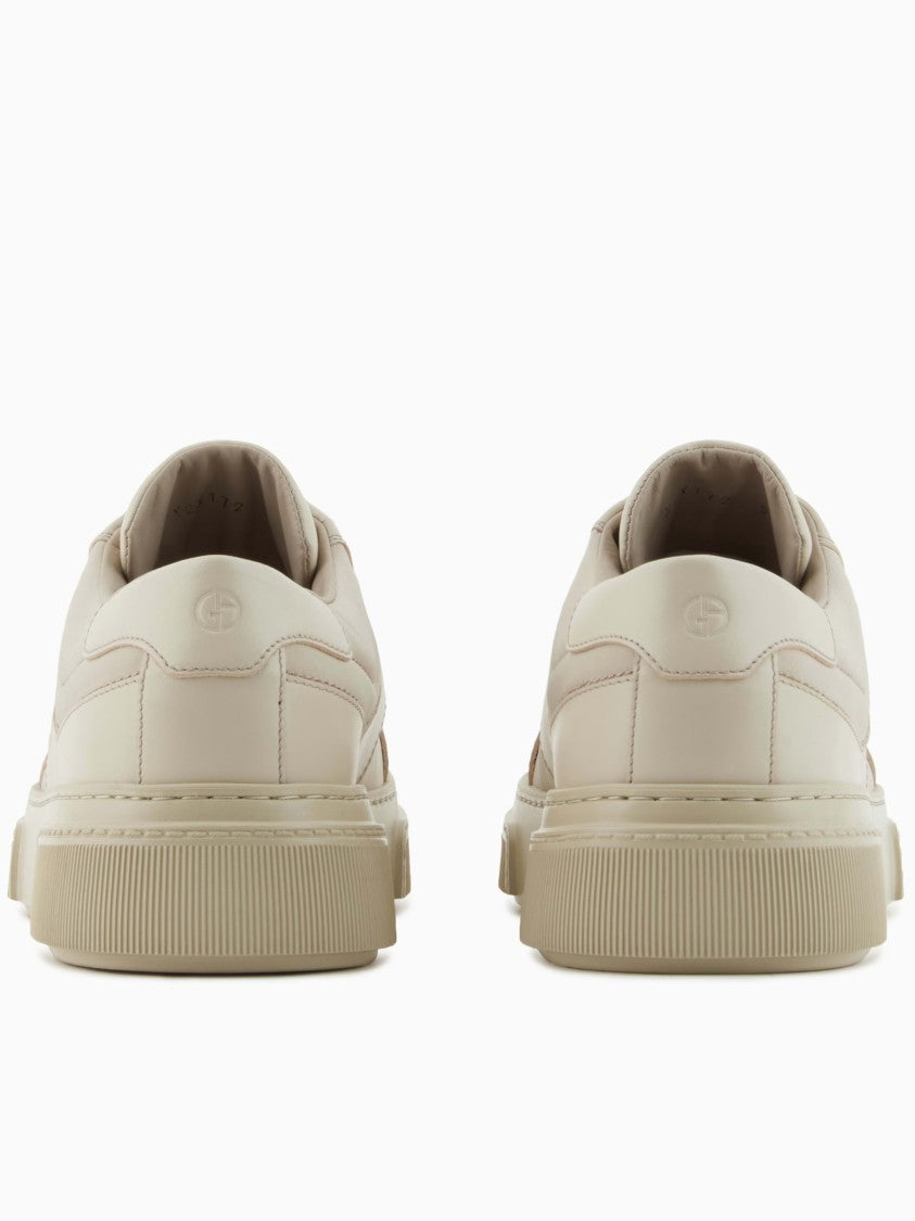 Giorgio Armani Minimalist Smooth Leather Ga Logo Sneakers