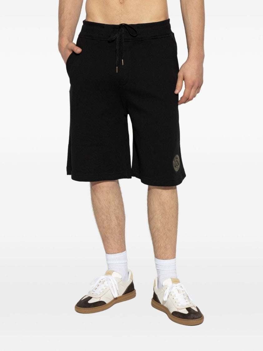 Versace Jeans Couture Black Logo Patch Jersey Shorts