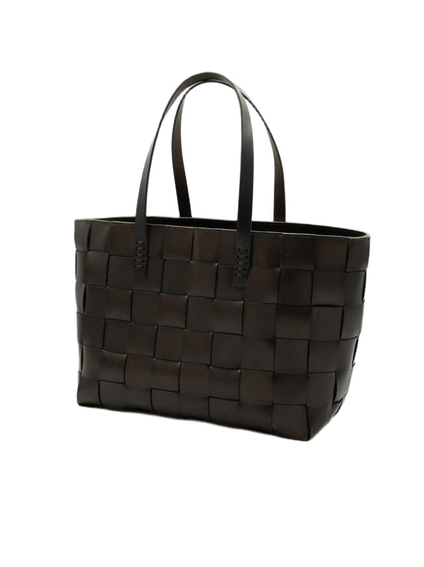 Dragon Diffusion Handwoven Black Cowhide Tote With Structured Interior