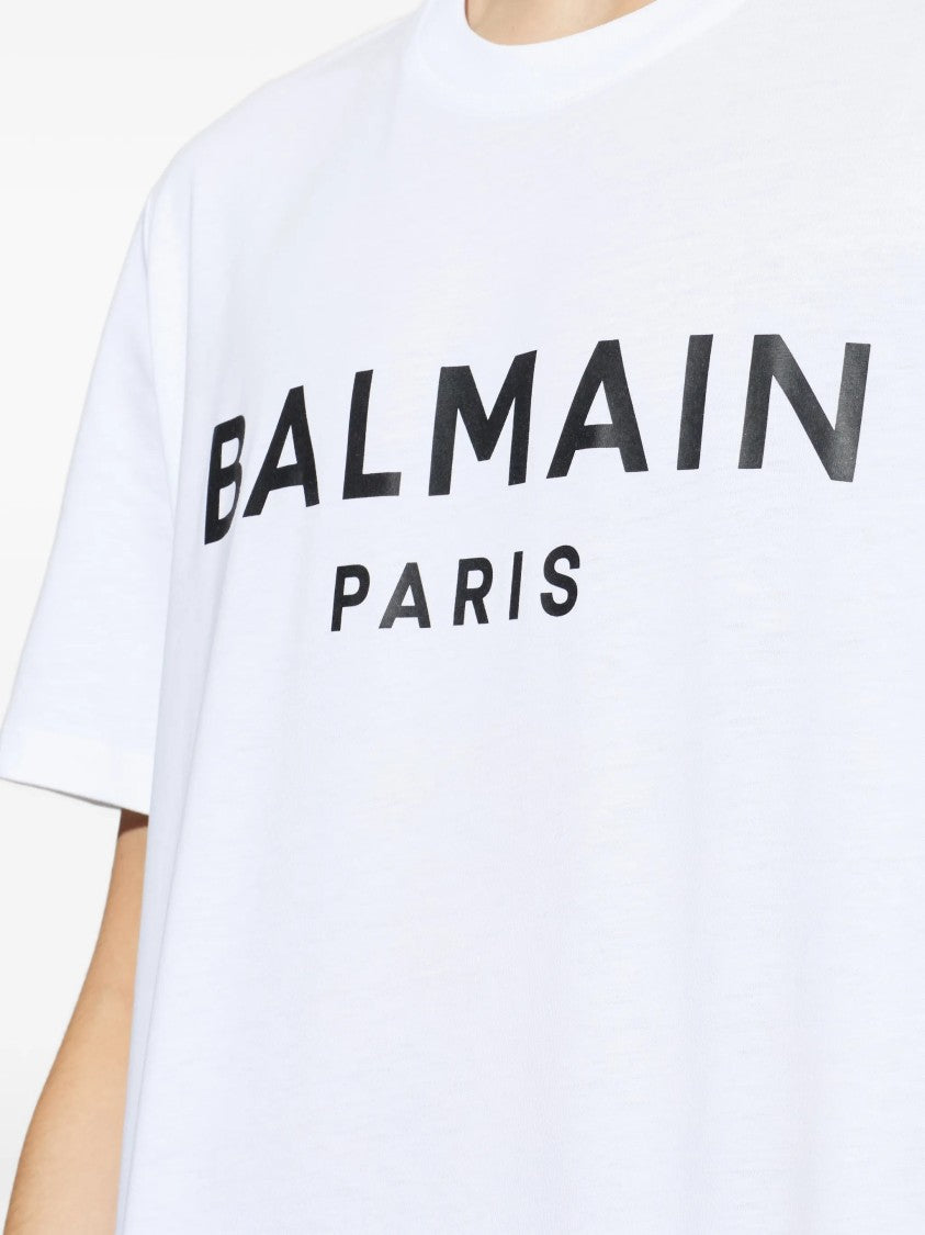 Balmain White Loose Ss Bold Logo T-Shirt