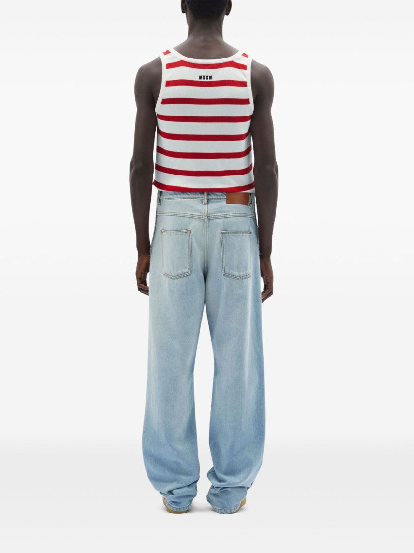 Msgm Wide-Leg Washed Denim Jeans