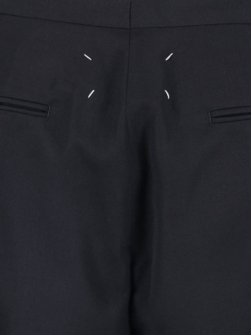 Maison Margiela Black Mid-Rise Virgin Wool Tailored Trousers