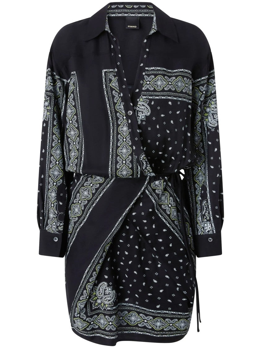 Pinko Paisley Print Mini Dress With Wrap Design