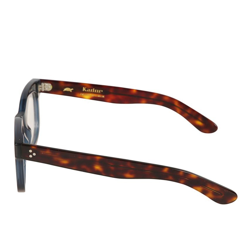 Kador Heritage Translucent Dark Blue Eyeglasses With Tortoiseshell-Patterned Arms