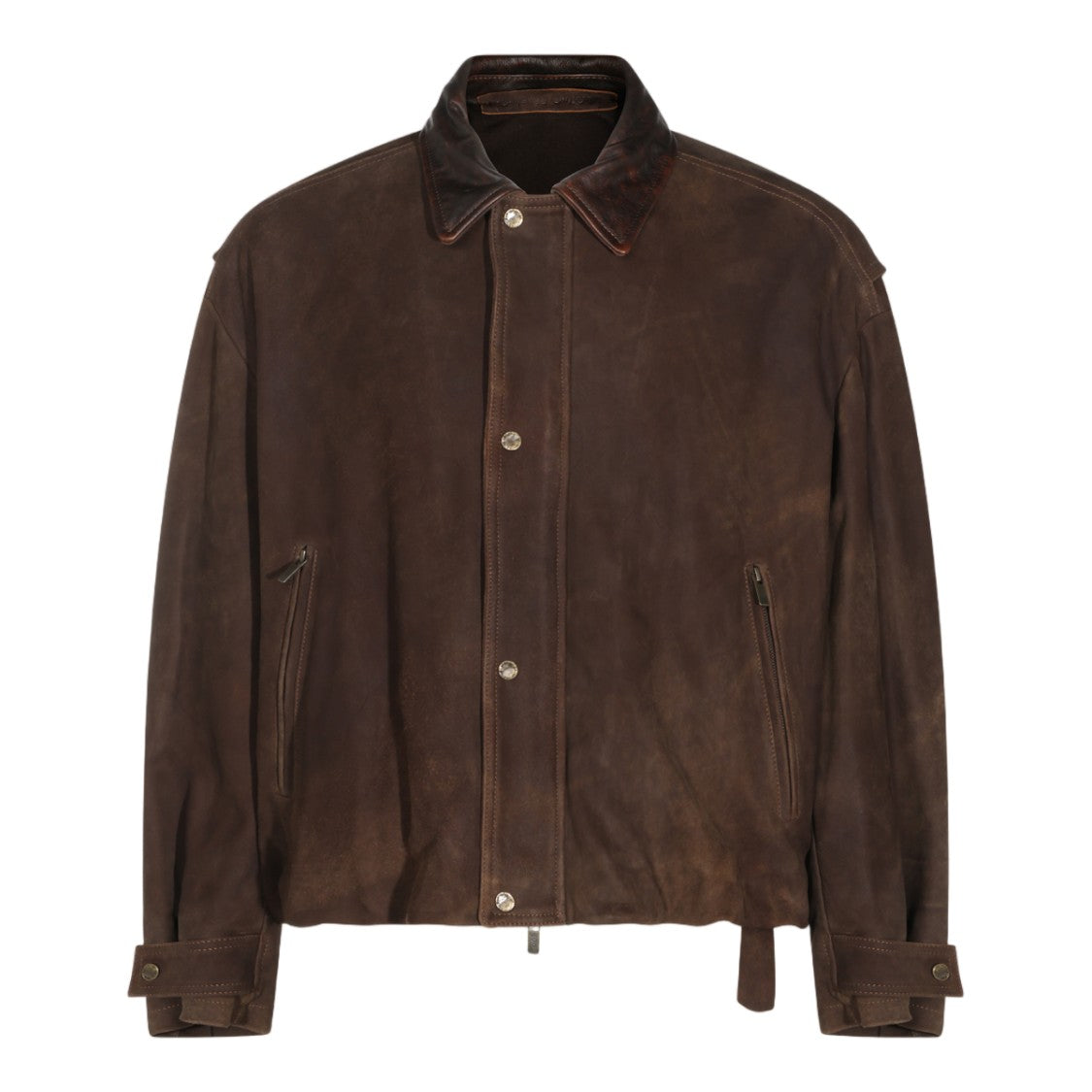 Salvatore Santoro Dark Brown Suede Leather Collar Casual Jacket