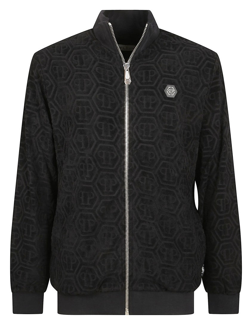 Philipp Plein Monogram Jacquard Fleece Jacket With Logoed Patch