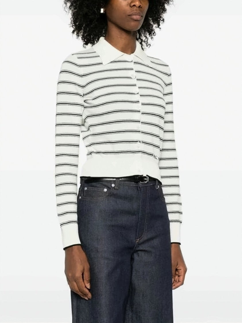 A.P.C. Cropped Cardigan With Classic Collar And Ribbed Finish