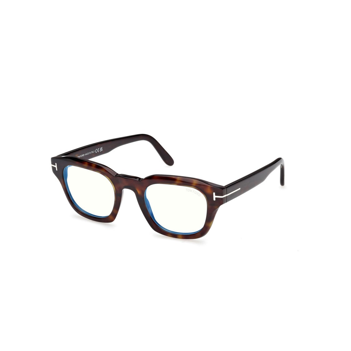Tom Ford Square Tortoiseshell Acetate Eyeglasses With Silver Accents