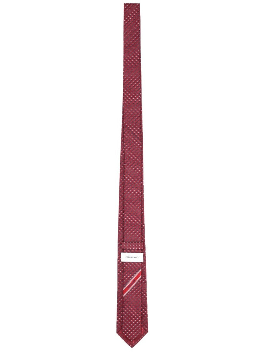 Ferragamo Deep Red Repeating Dot Silk Tie