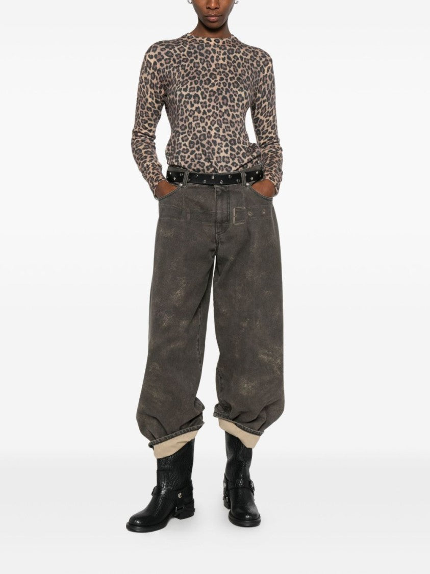 Mc2 Saint Barth Multicolored Wool-Blend Sweater With Leopard Print