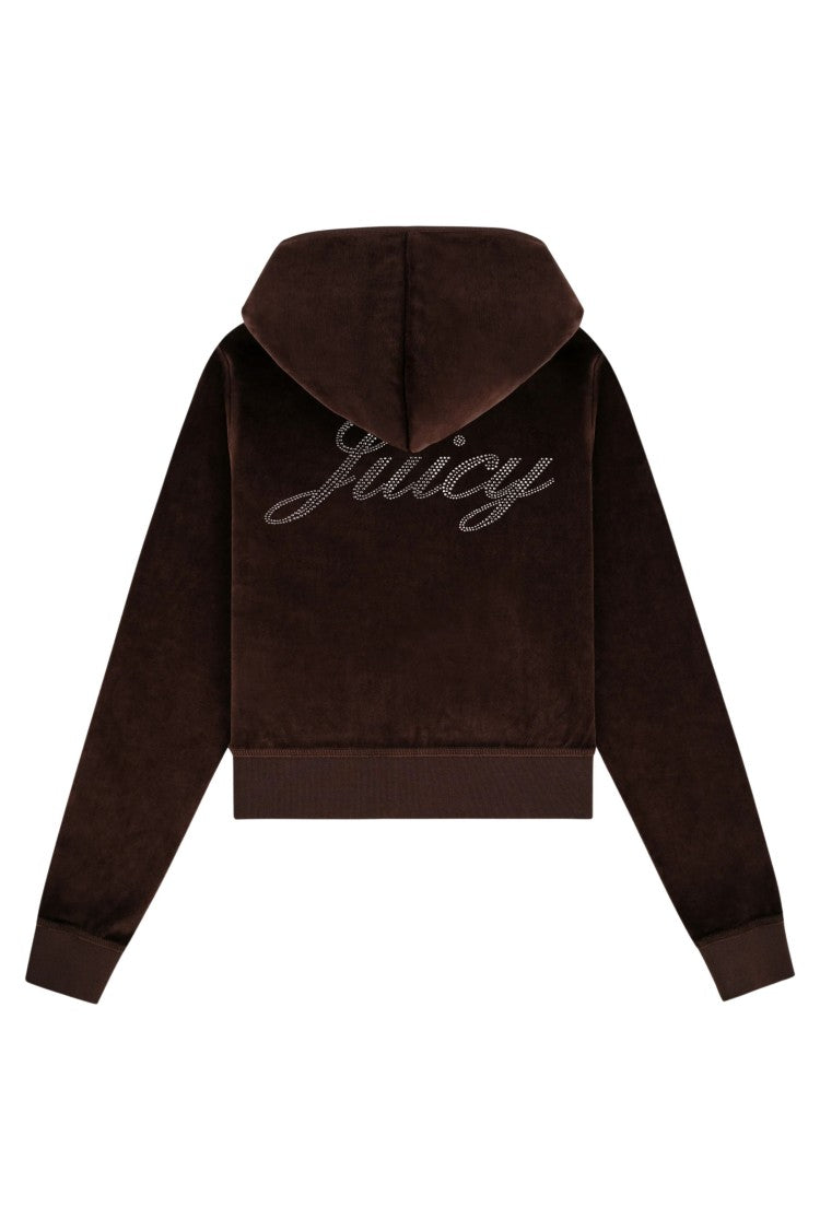 S&R X Juicy Couture Juicy Script Crystal Velour Zip Hoodie